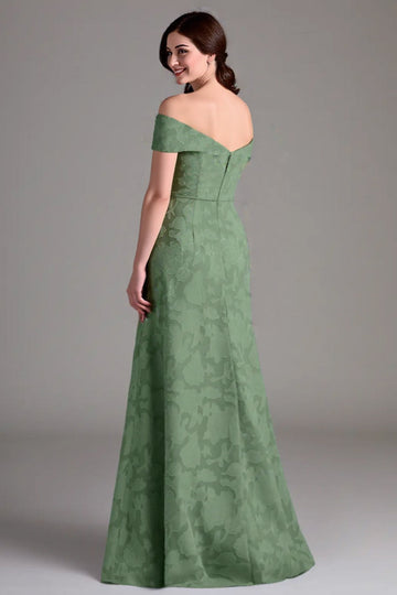 Eukalyptus A-linje Off The Shoulder Lang brudepikekjole